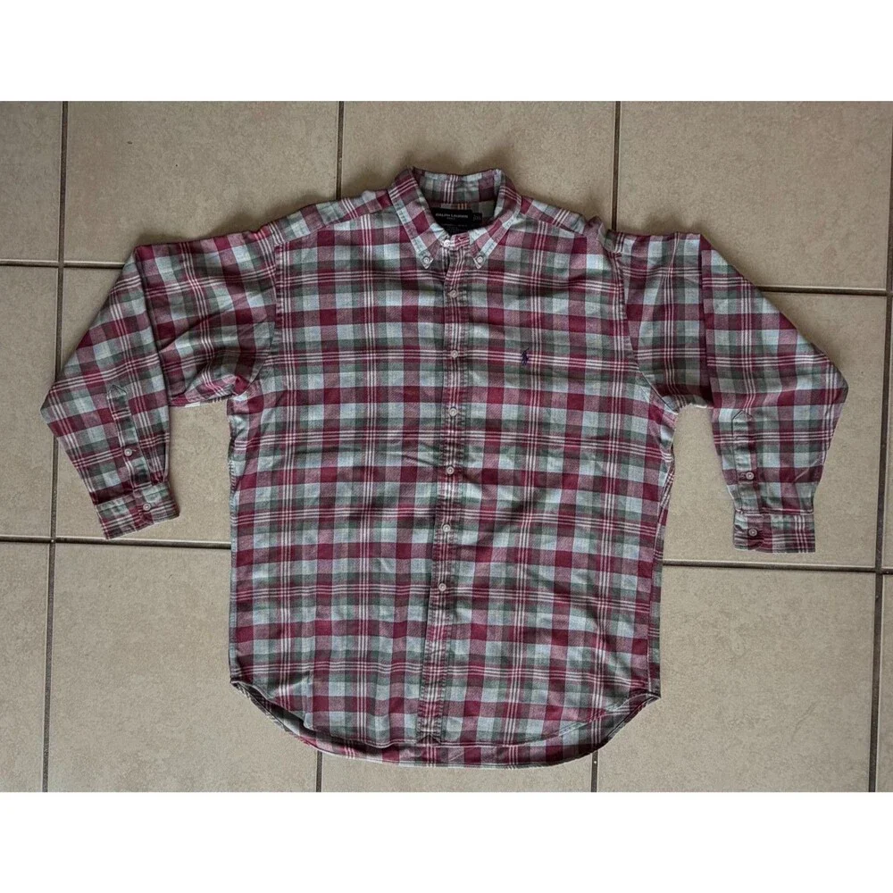 Ralph Lauren Golf Tilden Mens XL Plaid Button Down Shirt Long Sleeve Pony Logo